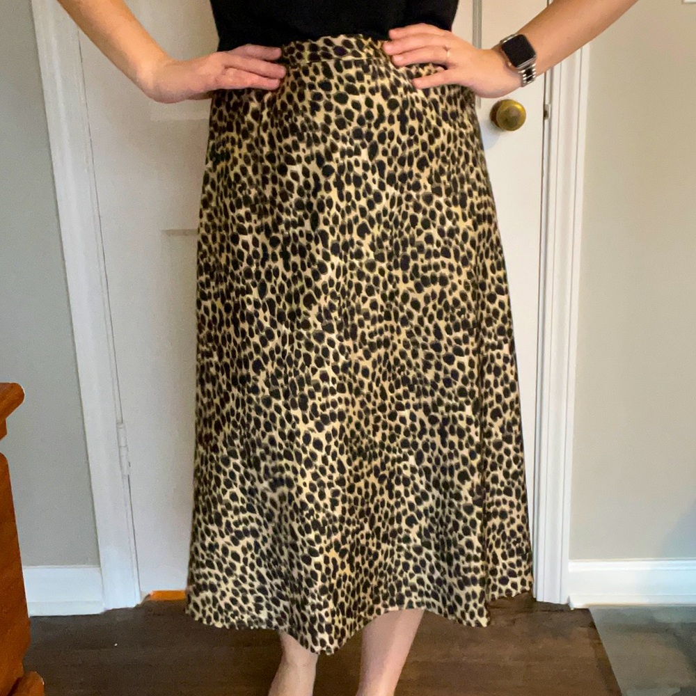 J crew leopard print midi skirt